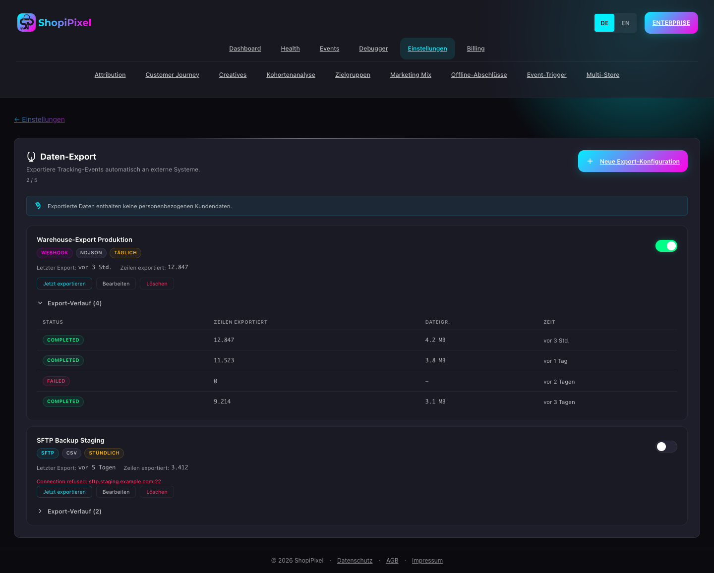 Data Warehouse Export